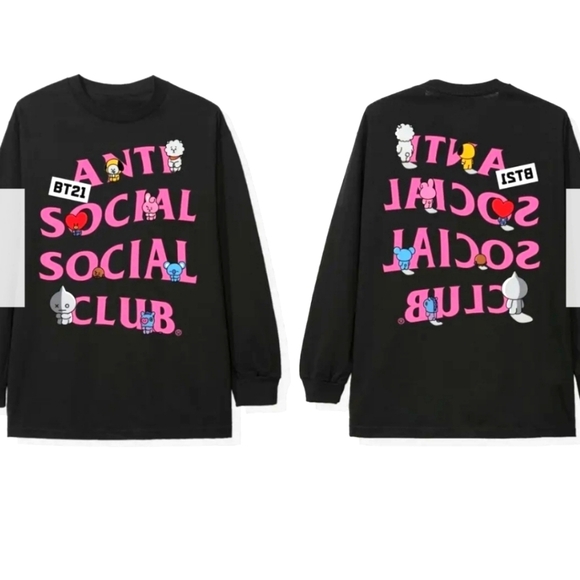Anti Social Social Club BT21 collab long sleeve tee Medium NWT - Picture 1 of 8
